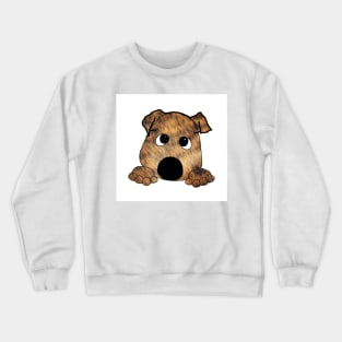 Bulldog peeking brindle cartoon Crewneck Sweatshirt